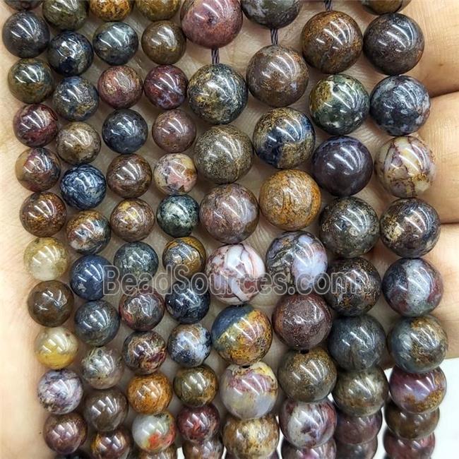 Natural Pietersite Jasper Beads Brown Smooth Round