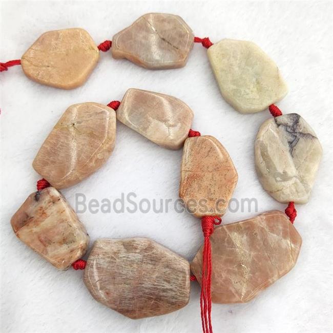 Natural Sunstone Slice Beads Peach Freeform