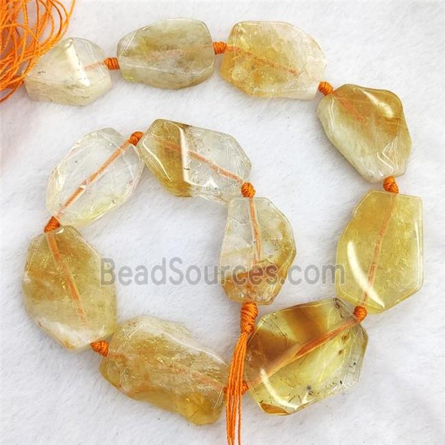 Natural Yellow Citrine Slice Beads Freeform