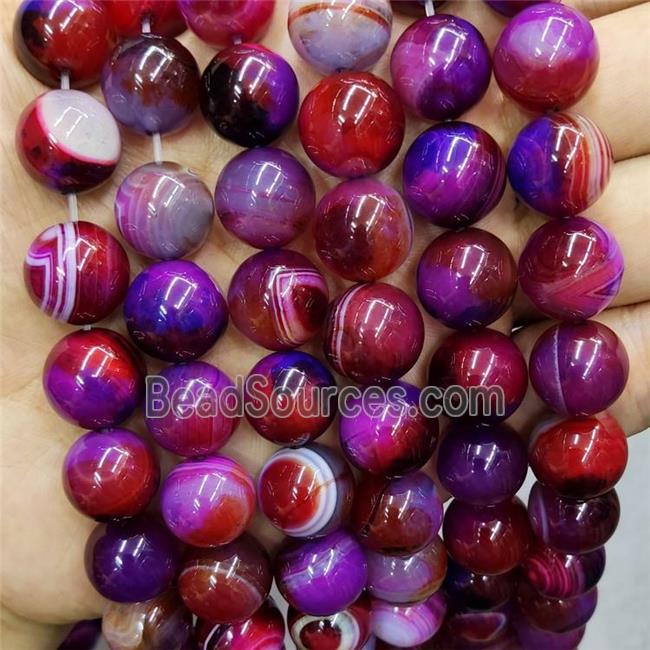 Natural Agate Beads Red Purple Dye Smooth Round