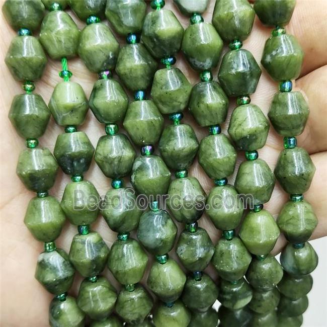 Green Taiwan Jadeite Beads Bicone Nephrite