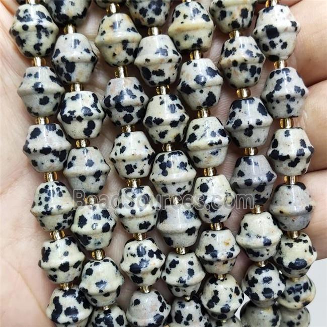 Natural Black Dalmatian Jasper Bicone Beads