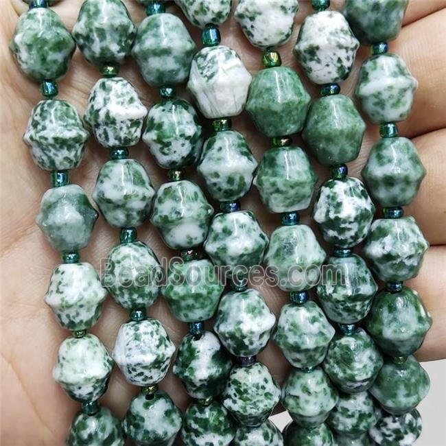 Green Dalmatian Jasper Beads Bicone