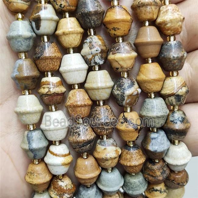 Natural Picture Jasper Bicone Beads