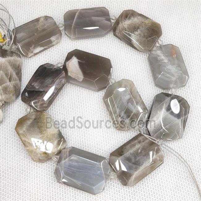 Natural Gray Moonstone Slice Beads