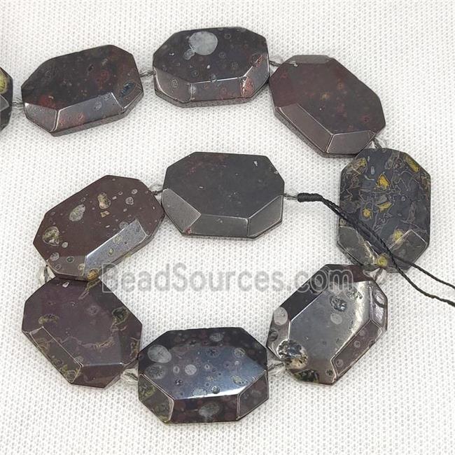 Plum Blossom Jasper Beads Black Slice