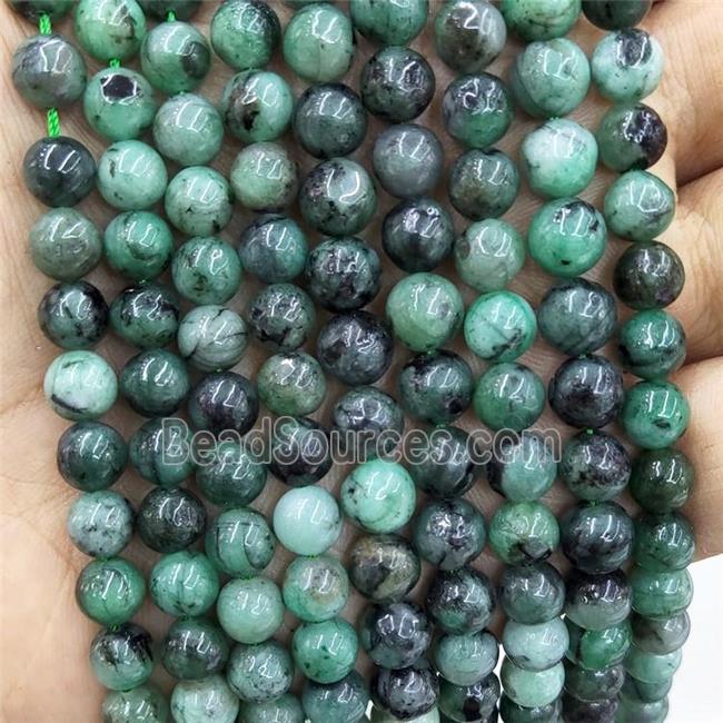 Natural Emerald Beads Green Smooth Round