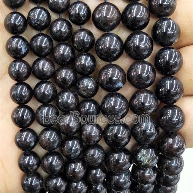 Natural Hornblende Beads Smooth Round Black