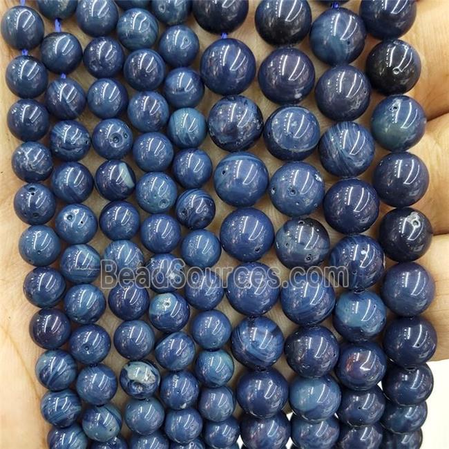 Natural Blue Cyberstone Beads Smooth Round