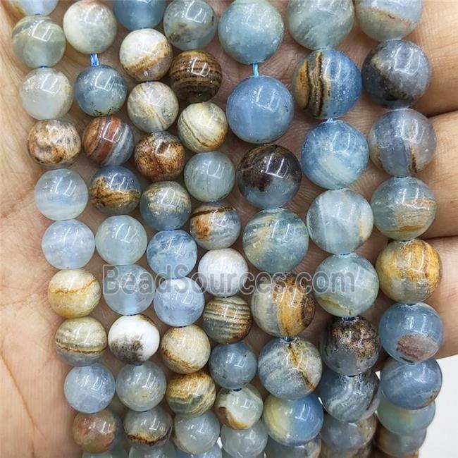 Natural Calcite Beads Blue Smooth Round