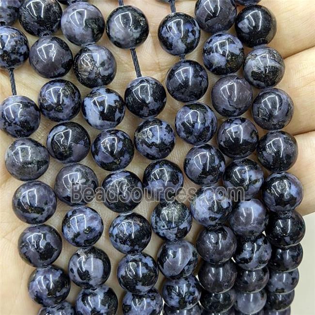 Natural Indigo Gabro Beads Black Smooth Round