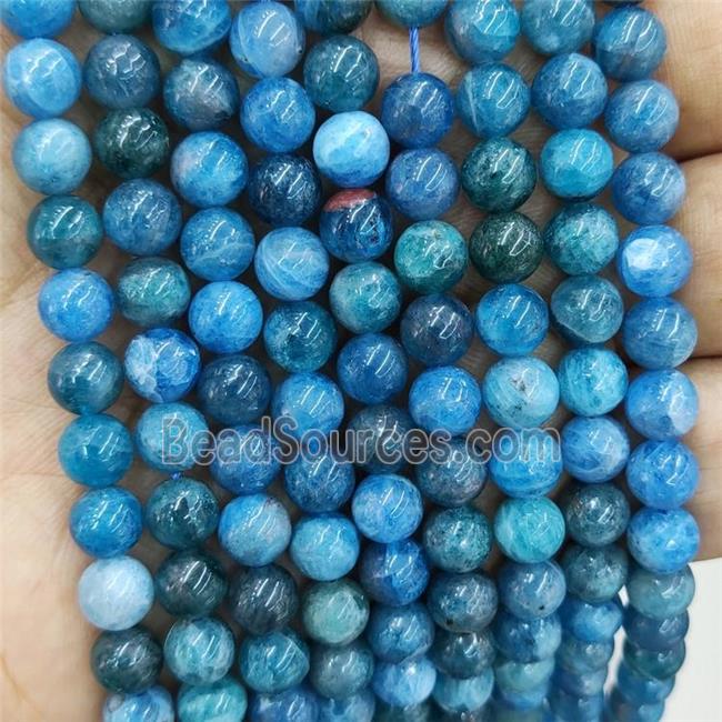 Natural Blue Apatite Beads Smooth Round