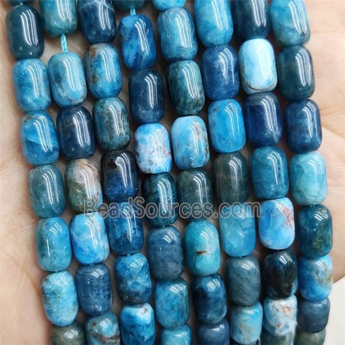 Natural Blue Apatite Barrel Beads