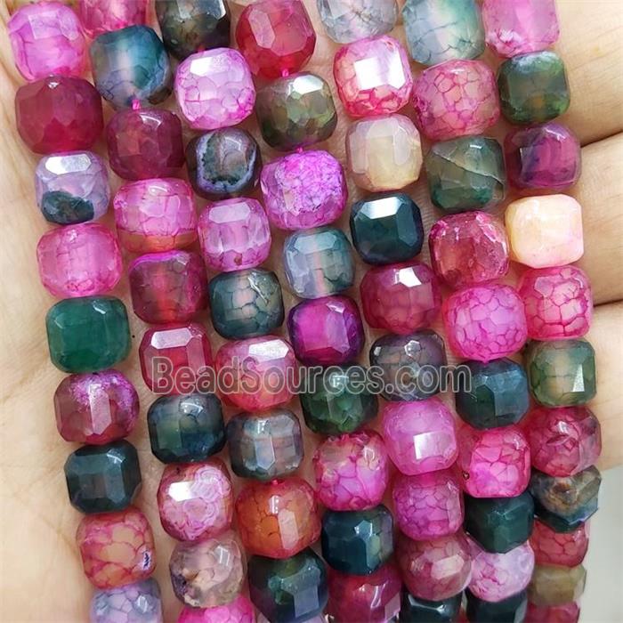 Mixed Veins Agate Beads Faceted Cube Dye