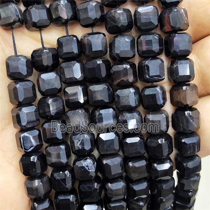 Black Tiger Eye Stone Beads Faceted Cube