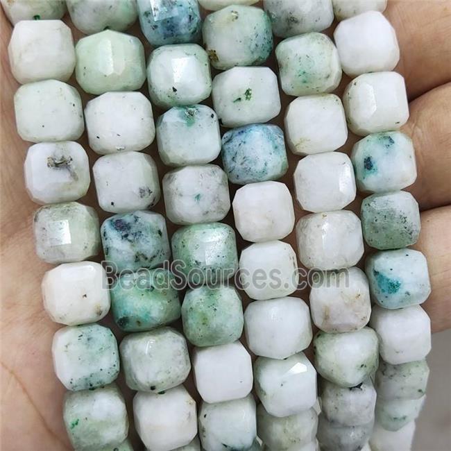 Natural Chrysocolla Beads Green Faceted Cube