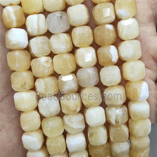 Natural Honey Jade Beads Yellow Faceted Cube