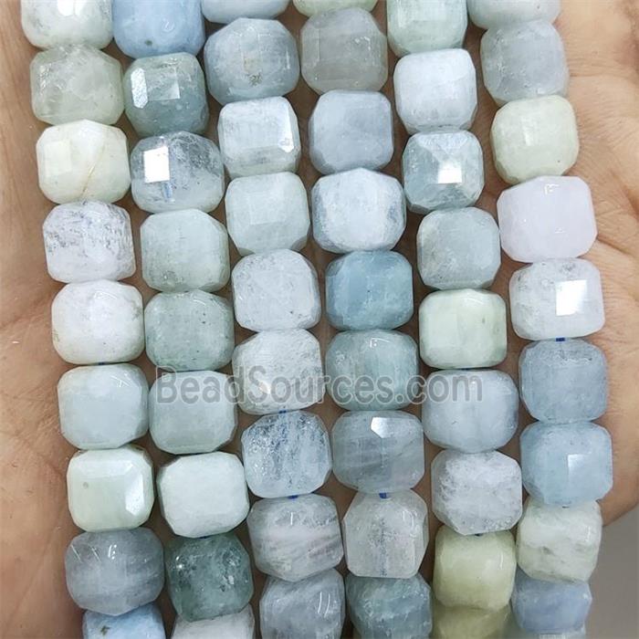 Natural Blue Aquamarine Beads Faceted Cube