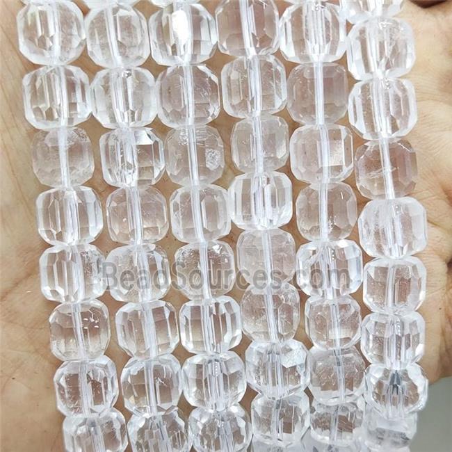 Natural Clear Quartz Beads Faceted Cube