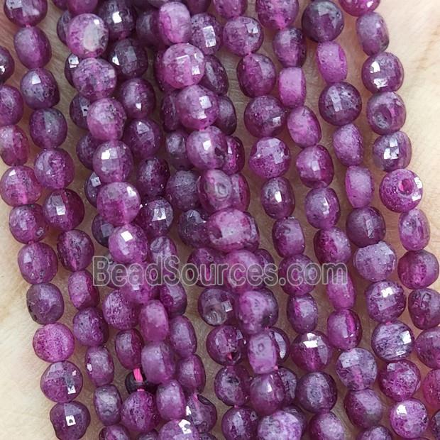 Natural Ruby Beads Faceted Circle Heat Treated