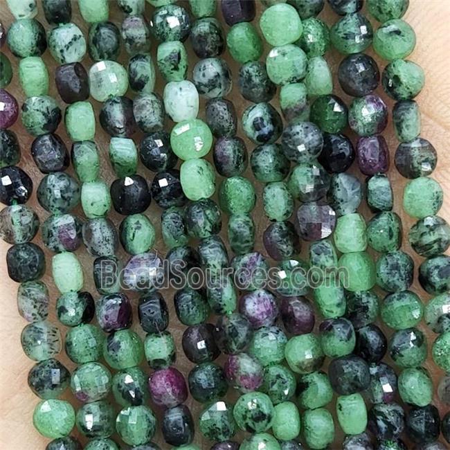 Natural Ruby Zoisite Beads Green Faceted Circle