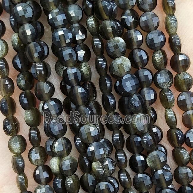 Natural Obsidian Beads Faceted Circle