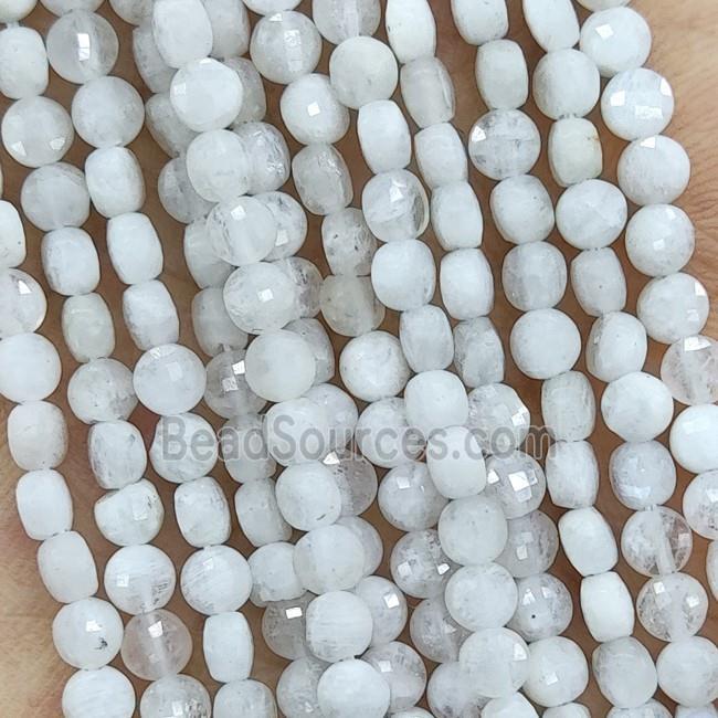 Natural White Moonstone Beads Faceted Circle