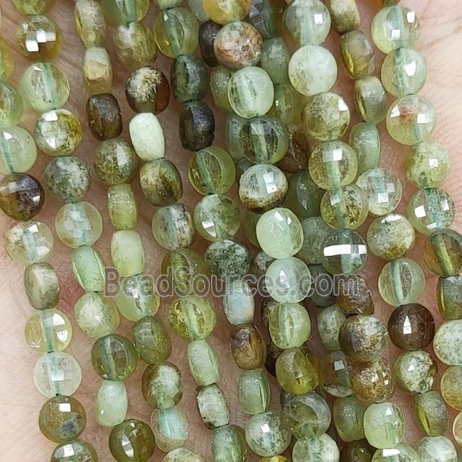 Natural Green Garnet Beads Faceted Circle