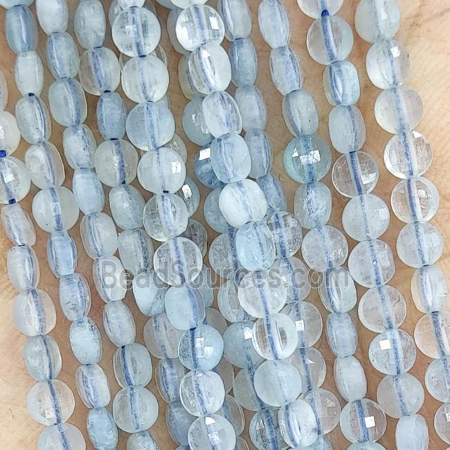 Natural Blue Aquamarine Beads Faceted Circle
