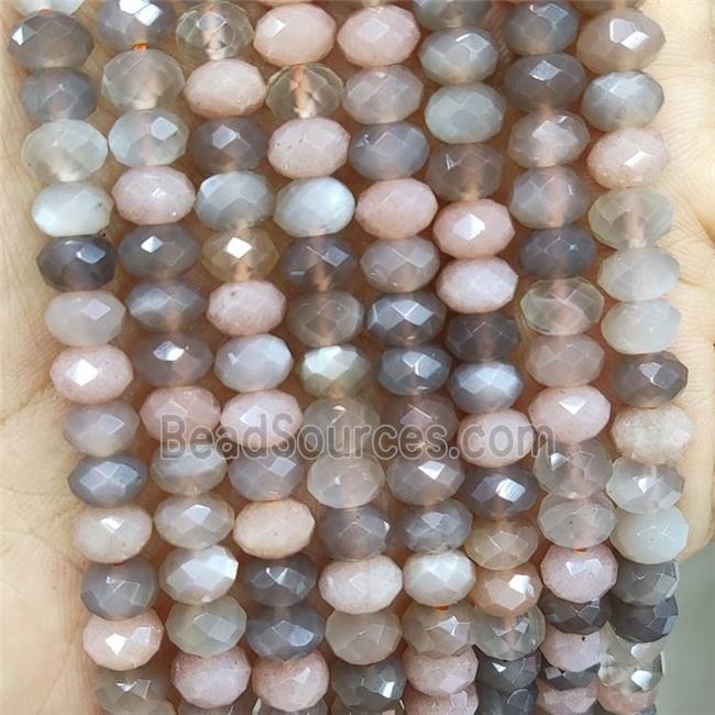 Natural Moonstone Beads Multicolor Faceted Rondelle