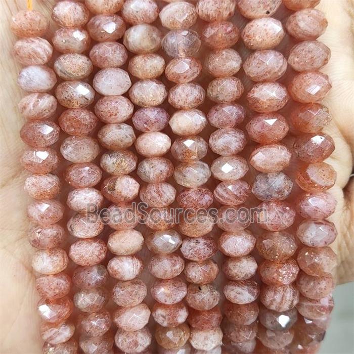 Natural Peach Sunstone Beads Goldspot Faceted Rondelle