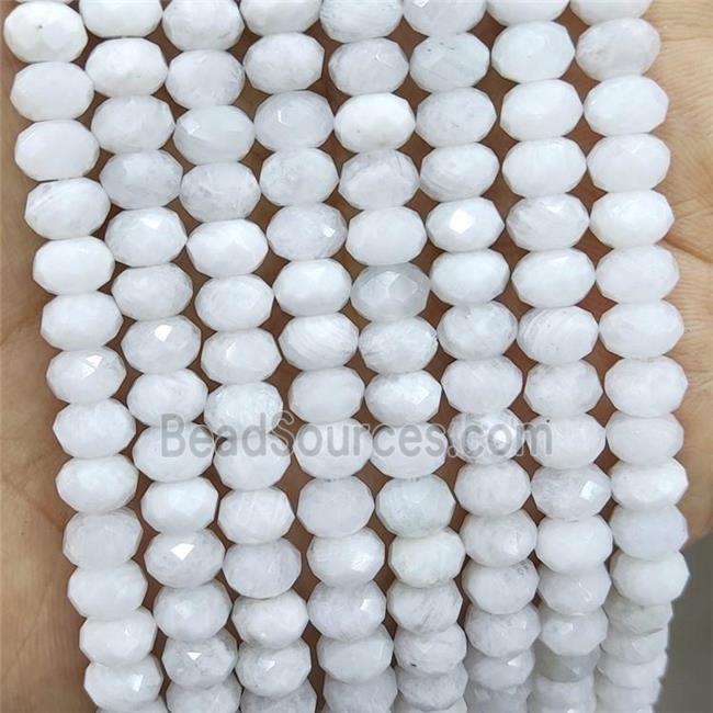 Natural White Moonstone Beads Faceted Rondelle