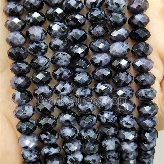 Natural Indigo Gabro Beads Black Faceted Rondelle