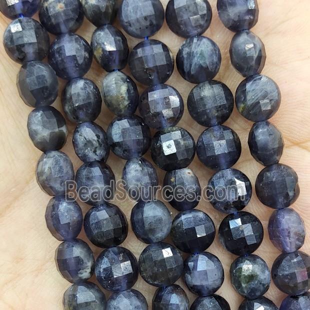 Natural Iolite Beads Blue Faceted Circle