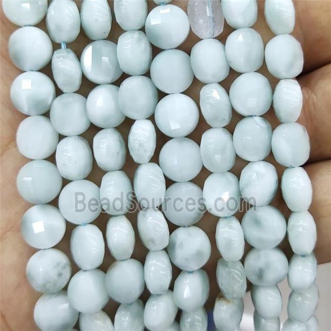 Natural Snowflake Angelite Beads Green Faceted Circle