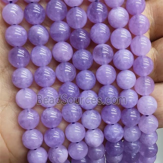 Purple Jade Beads Dye Smooth Round