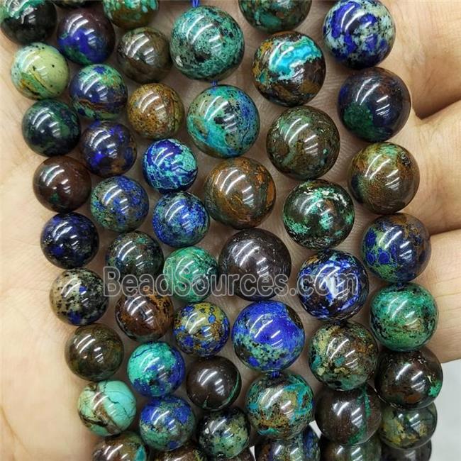 Natural Azurite Beads Smooth Round