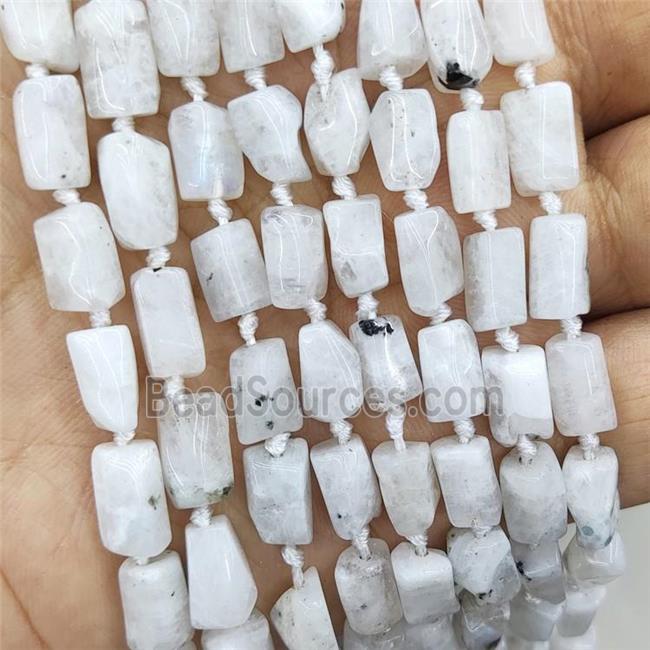 Natural White Moonstone Tube Beads