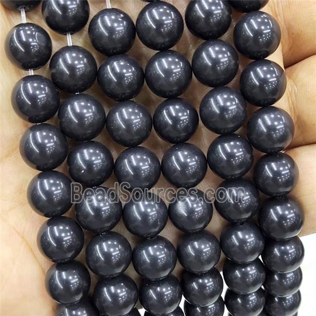 Black Biotite Beads Smooth Round Mica