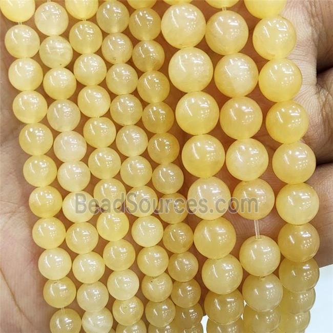 Natural Honey Jade Beads Yellow Smooth Round