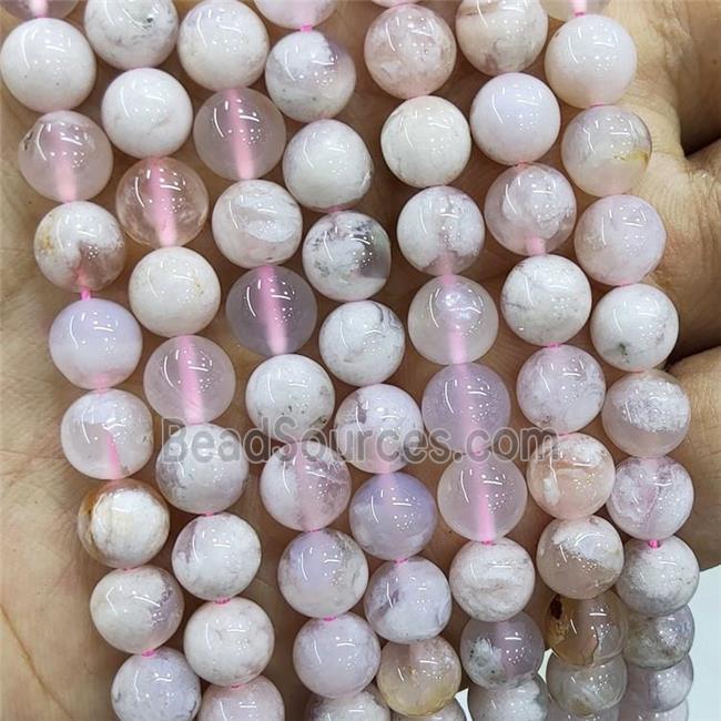 Cherry Sakura Agate Beads Smooth Round