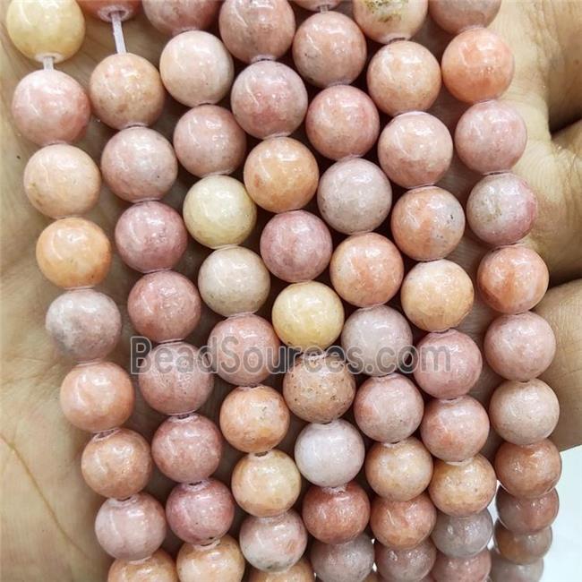 Peach Calcite Beads Smooth Round