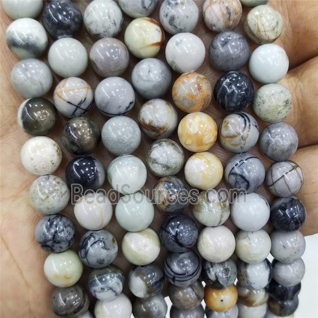 Black Picasso Jasper Beads Creek Smooth Round