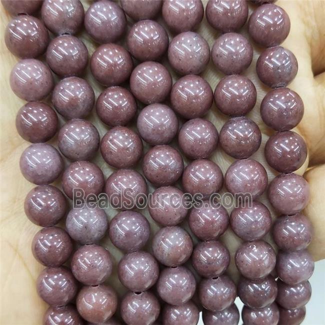 Chinese Purple Quartzite Beads Smooth Round