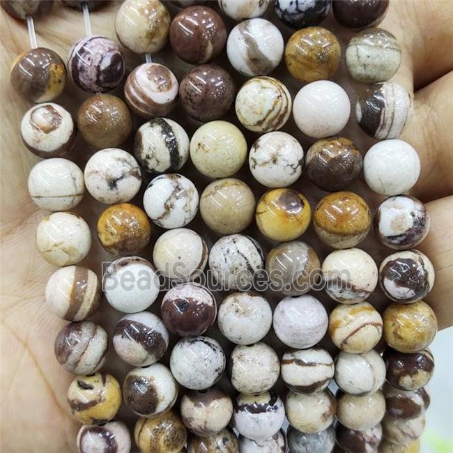 Natural Australian Zebra Jasper Beads Coffee Smooth Round