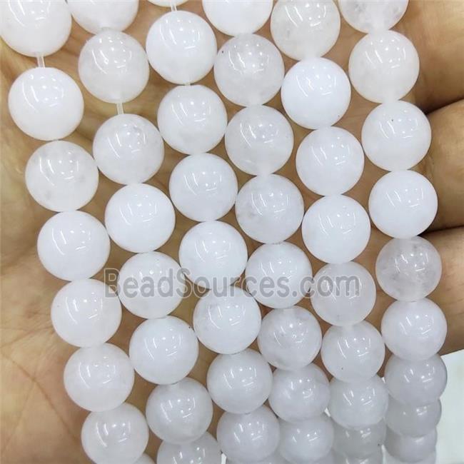 Natural White Jade Beads Smooth Round