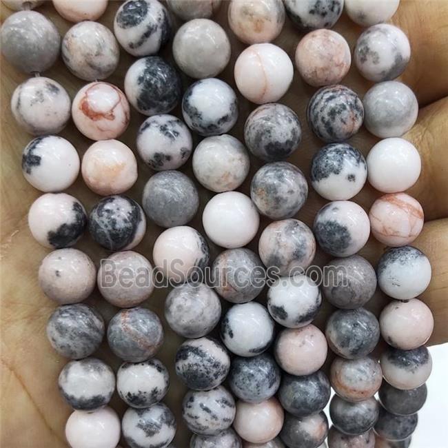 Pink Zebra Jasper Beads Smooth Round