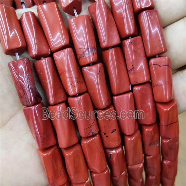 Natural Red Jasper Twist Tube Beads