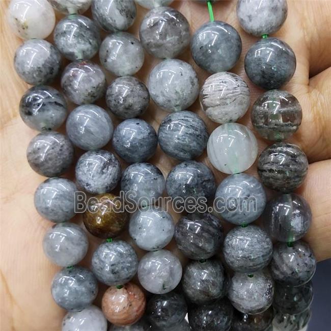 Natural Chlorite Quartz Beads Green Smooth Round