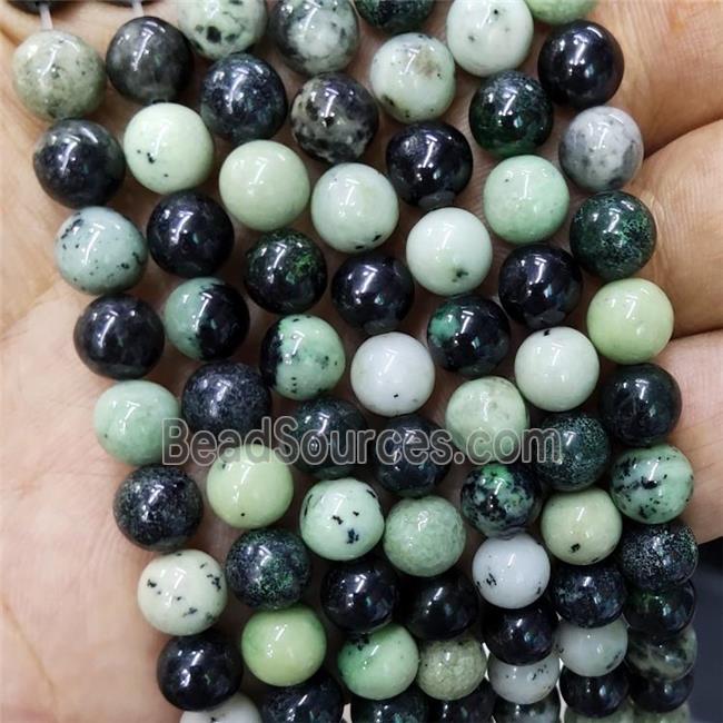 Natural Hydrogrossular Beads Green Smooth Round